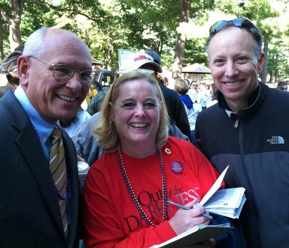 Congressman Paul Tonko (D-Amsterdam), Mary Jean Coleman of the American Foundation for Suicide Prevention and, District Attorney James Murphy gather at the “Out of the Darkness” Community Walk.  2011 marked the 7th Annual Walk in memory of Rita Leighton, MD.  R.I.T.A. (Remembrance, Intervention, Together (we can bring,) Awareness)